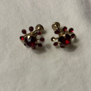Elegant Red and Gold Stud Earrings